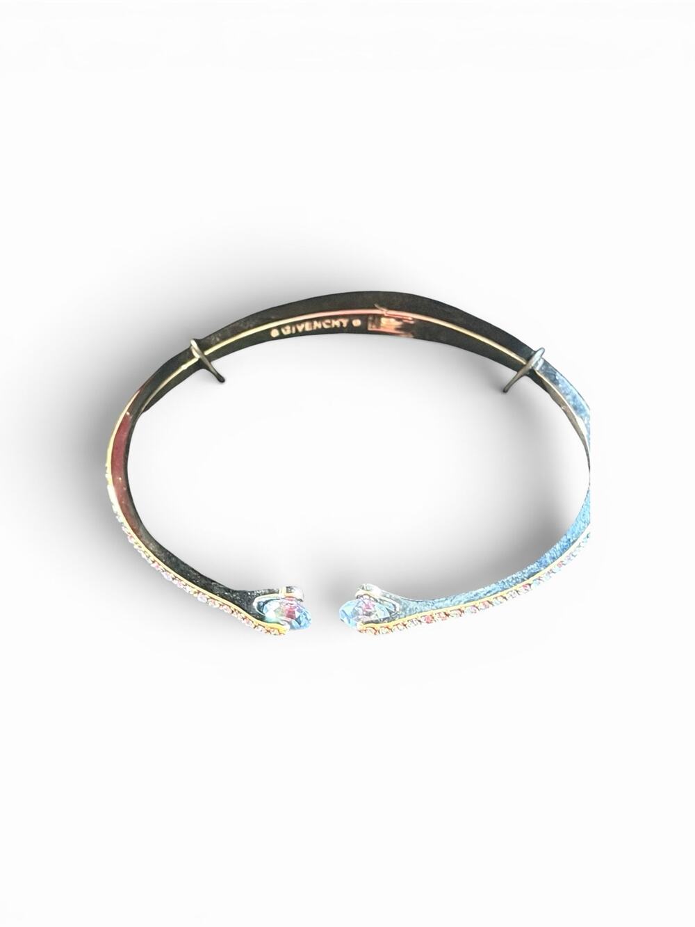 Givenchy Crystal Hinged Bangle Bracelet Women Silver Iridescent Os